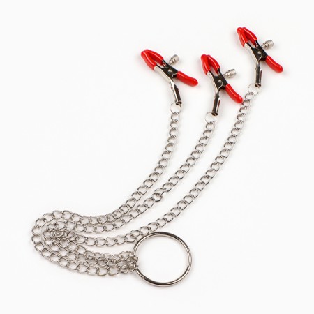 BDSM Assessoir Okpoki, clamps for nipples and clitoris, metal, red-4