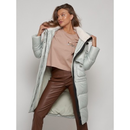Coat insulated winter female, size 50, color light green-19