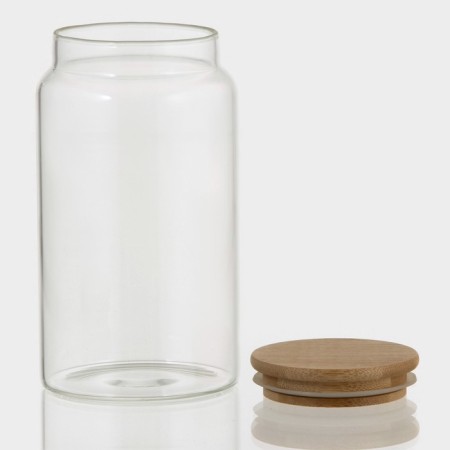Glass of glass for bulk products with a bamboo cover "Eco", 1 l, 10 × 18 cm-1