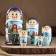 Matryoshka "couple", red scarf, 5 puppet, suite