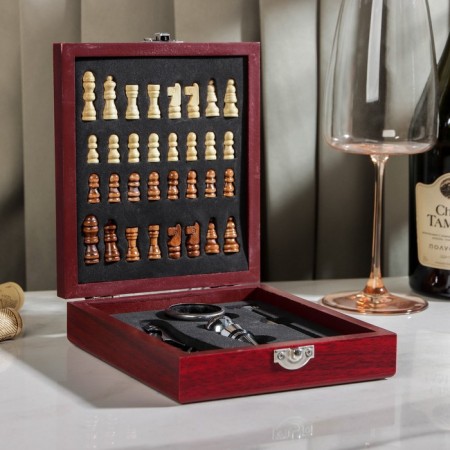 A set for the wine of the share, 4 objects: thermometer, ring, opener, cork, chess in the kit-4