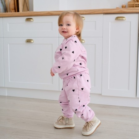 Costume: sweatshirt and pants crumb I am "hearts", height 86-92 cm, pink-4