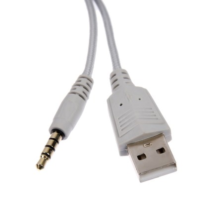 AKZ D52 headphones, wired, full -size, microphone, overhead ears, RGB, 1.75 m, white-9