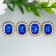 Decor for creativity Metal "Environmental medallion" bright blue crystal rhinestones 2x1.5 cm