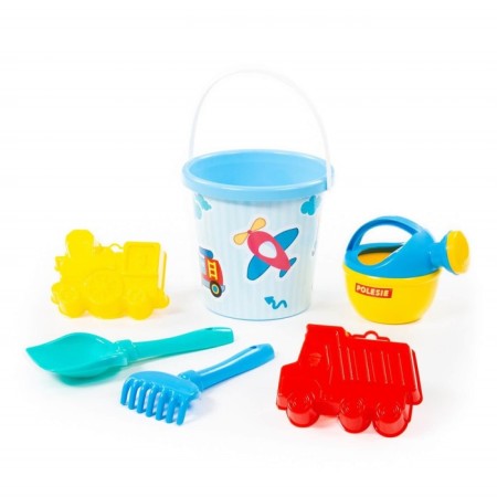 Sand set No. 314: bucket, spatula, rakes, 2 molds, small watering can, mix-1
