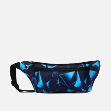 Zipper waist bag, outer pocket, USB connector, blue color