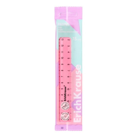 Line 15 cm Erichkrause "Pastel", plastic, bilateral scale, opaque, pink, euro suspension-4