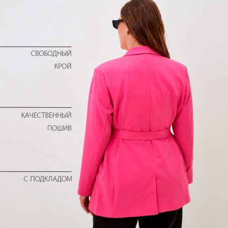 Women's jacket with a Mist Plus-Size belt, r.58, pink-5