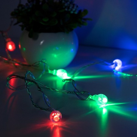 Garland “thread” 5 m with nozzles “flashlights”, IP20, transparent thread, 20 LED, glow of multi (RG/RB), flashing, 220 V-3