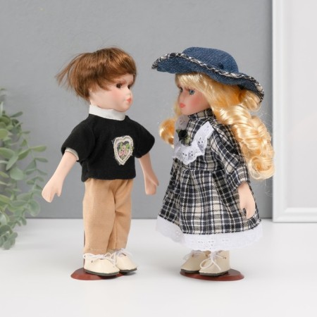 Doll Collectible couple "Lena and Seryozha, Father Clear" Set 2 pcs 21 cm-2