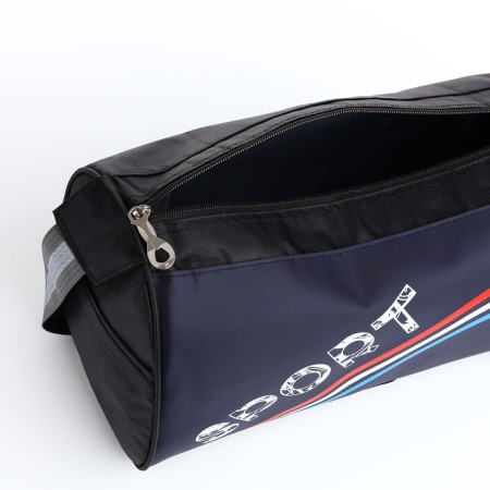 Sports bag with lightning, long belt, black/blue/tricolor color-4