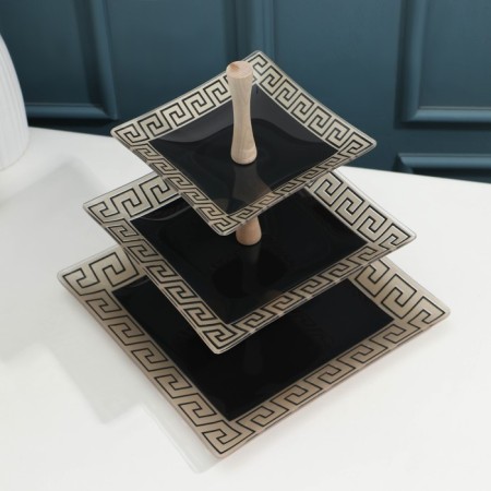 VAZ for fruits "Etruscan", 3 tiers, black and gold-1