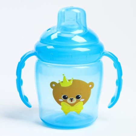 Drill - children's impotion with a soft nose "Bear Prince", 250 ml., With handles, blue color-1