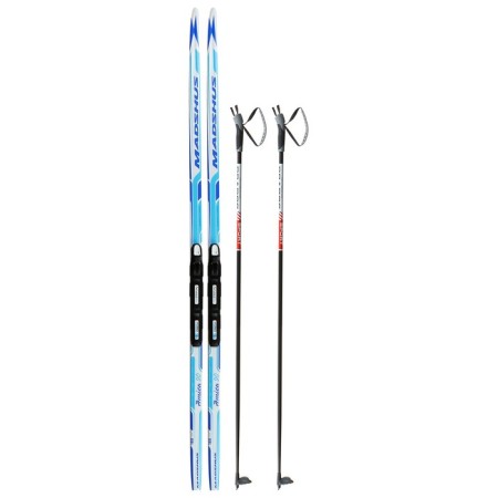 Ski kit: plastic skis 180 cm with a notch, fiberglass sticks 140 cm, SNS mounts, MIX color-15