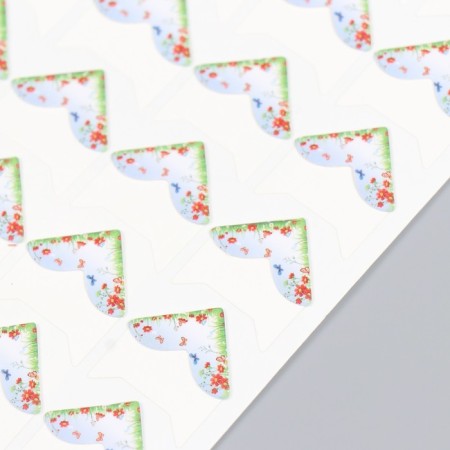 A set of corners with a pocket for photos 24 corners "Flower" green grass 12.5x9 cm-1