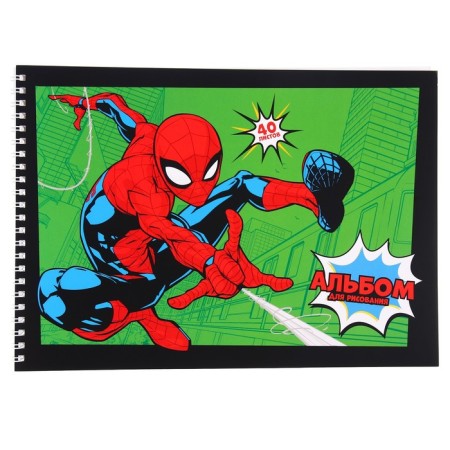 Album for drawing A4, 40 sheets 100 g/m², on the spring, spider-person-3