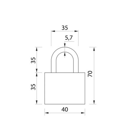 Hinged castle, 43x70 mm, 3 keys-1