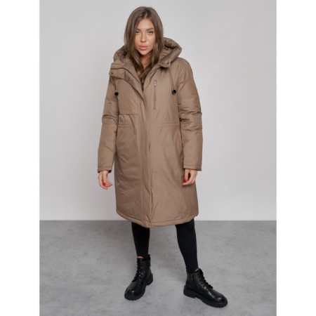 Coat insulated winter female, size 48, brown color-8