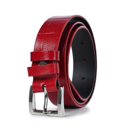 Belt belt children's genuine leather 46622 red 100x3x0.3 cm-1