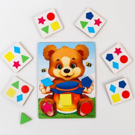Puzzle "Learning forms and colors along with a teddy bear"-1