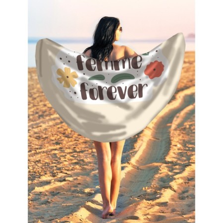Pareo and beach rug "Femme Forever", D = 150 cm