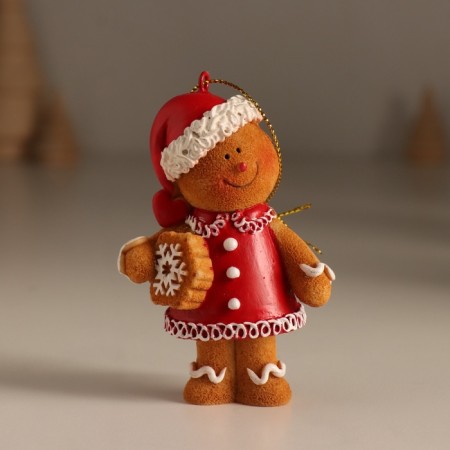 Souvenir Polystone Suspension "Ginger Snowman in the New Year's outfit" MIX 5.5x4x8.5 cm-1