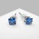 Earrings with rhinestones "Pusets" radiance, square, d = 0.4, blue color in silver