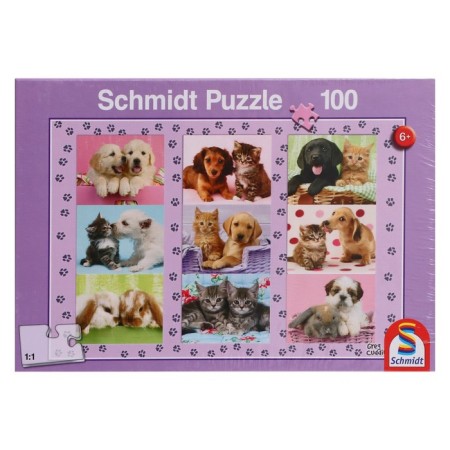 Puzzle "Puppies and kittens - collage", 100 elements-1