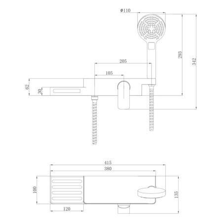 LEMARK Unibox LM6903CW bath mixer, single -legged, without spout, watering can, white-1