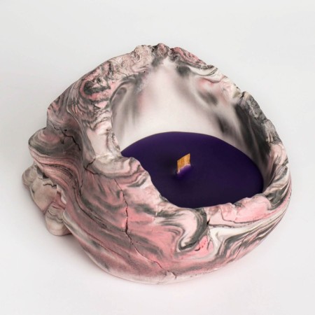 Figure Aromatic candle in concrete "Skull", 14x11 cm, purple, blueberries-2