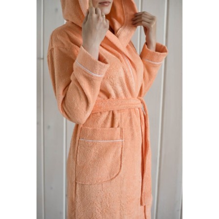 Women's bathrobe with a hood, size 54, peach, Makra-2