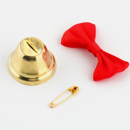 A bell on a pin with a bow for graduation, red, d = 2.6 cm-3