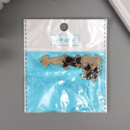 Decor for creativity metal, enamel "Black cat" gold 2.2x1.2 cm-4