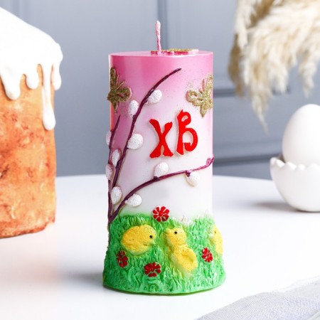 Candle-cylinder "Easter morning", 8x13.5 cm, 350 gr, mix-3