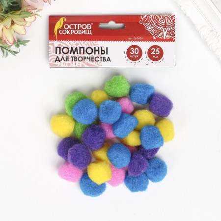 Pompons for creativity, 5 colors, 25 mm, 30 pcs-3