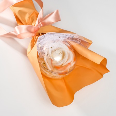 Bouquet of soap petals "Rose in the ball" Orange 8.5x8.5x36 cm-2