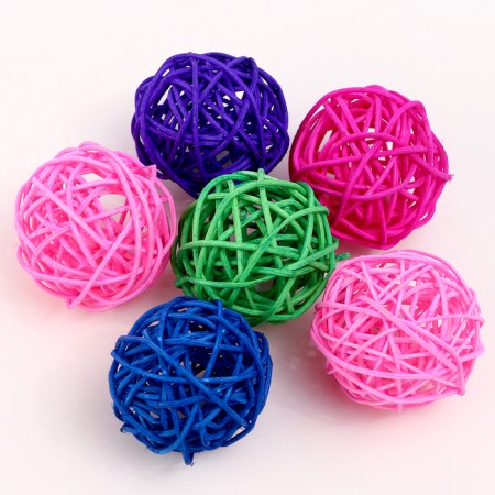 Decorative ball from the vine, set 6 pcs, size 1 pc 5 cm, color mix-1