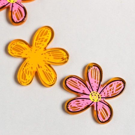 Decor for the work of acrylic "Children's drawing. Flower orange" 3.5x3.5 cm