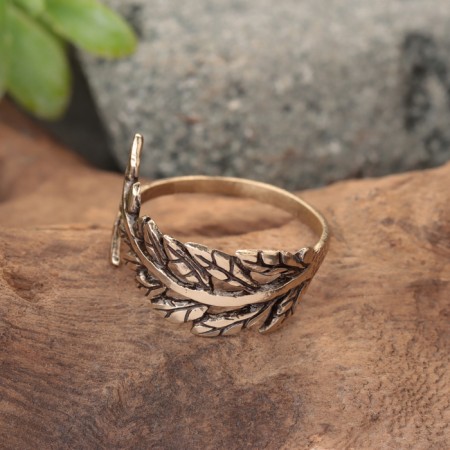 The amulet ring "Ryabin branch", brass