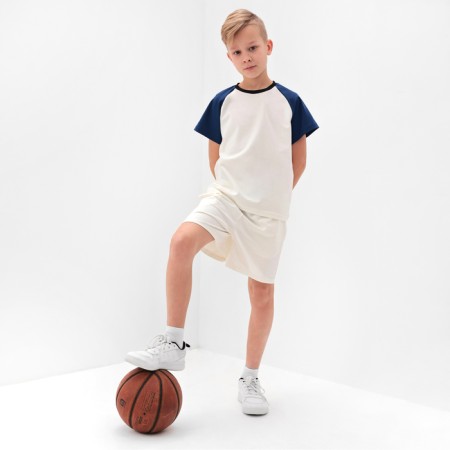 A set for a boy (T -shirt and shorts) Minaku, Ecc/Blue color, height 146 cm
