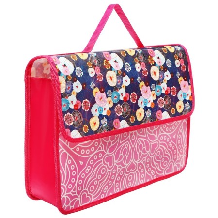 A4, 330 x 240 x 90 mm folder, plastic, on Velcro, PM-A4-23 "Flower web", pink