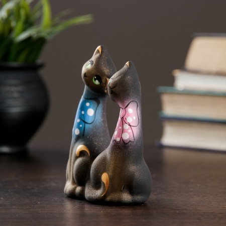 Figure "Cats lovers with bows" Black 5x9x12cm-4