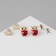 Pusets 3 pairs "owl and crown", the color is red-white in gold