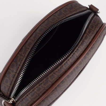 Cross-Bodi Bag with zipper, external pocket, brown color-2