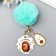 Fluffy on a ring with a carbine, a metal "avocado" bright blue 12x4.5 cm