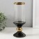 Ceramics candlestick, glass for 1 candle "parallels" d = 7.5 cm black with gold 9.5x9.5x24 cm