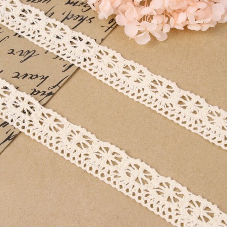Knitted lace, 25 mm × 10 ± 1 m, beige color-1