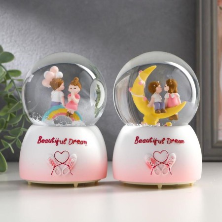 Souvenir Polystone Water Ball Light, Music "kids on the rainbow/month" mix 12x8x8 cm-4