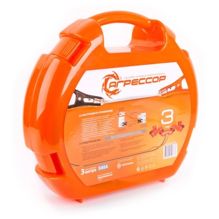 The wires are launching "aggressor", 100% copper, 500 a, frost -resistant, length 3 m., Plastic case-2