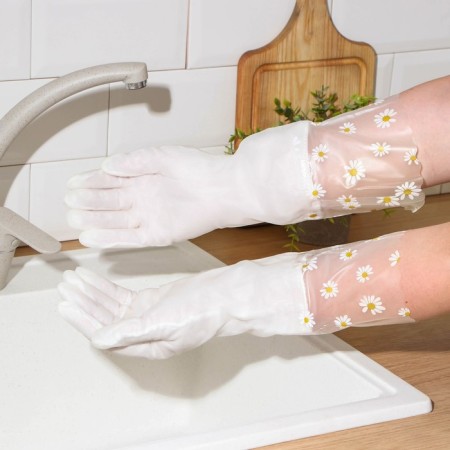 Raccoon Permanous gloves with cuff and lining, PVC, 110 g, size L, 40 cm, white color-1